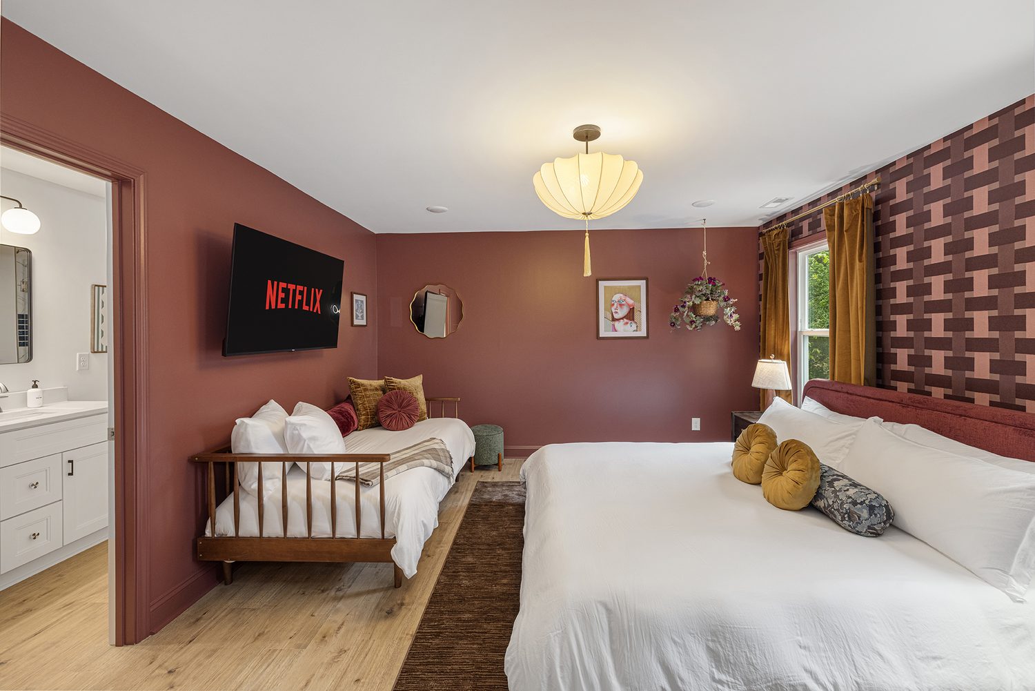 Maroon king bedroom