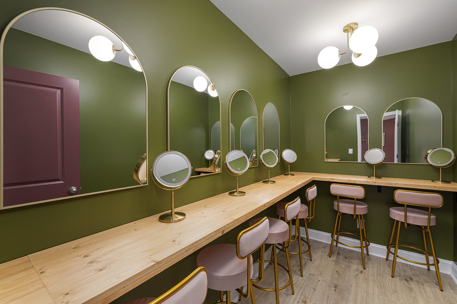 Get-ready room with six mirrors at The Charlotte Social